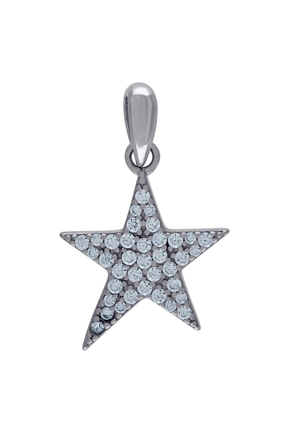 925 Sterling Silver Unisex Cubic Zirconia Star Celestial Charm Pendant Necklace 21.9x13.6mm Wide Pendant for Women
