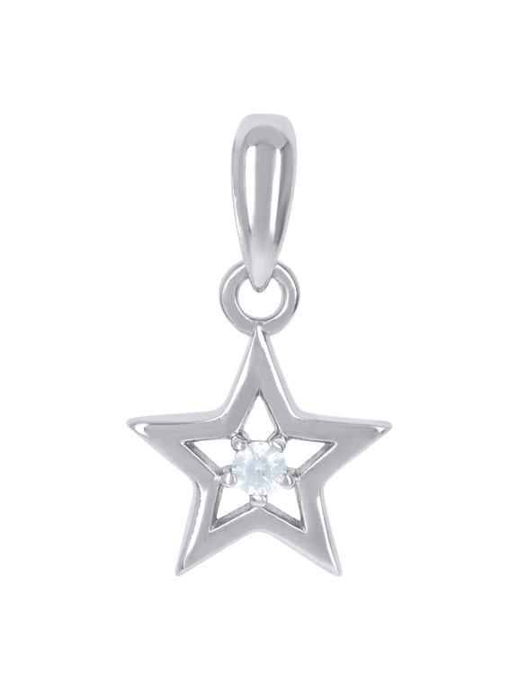925 Sterling Silver Unisex Cubic Zirconia Star Celestial Charm Pendant Necklace 17.4x9.6mm Wide Pendant for Women