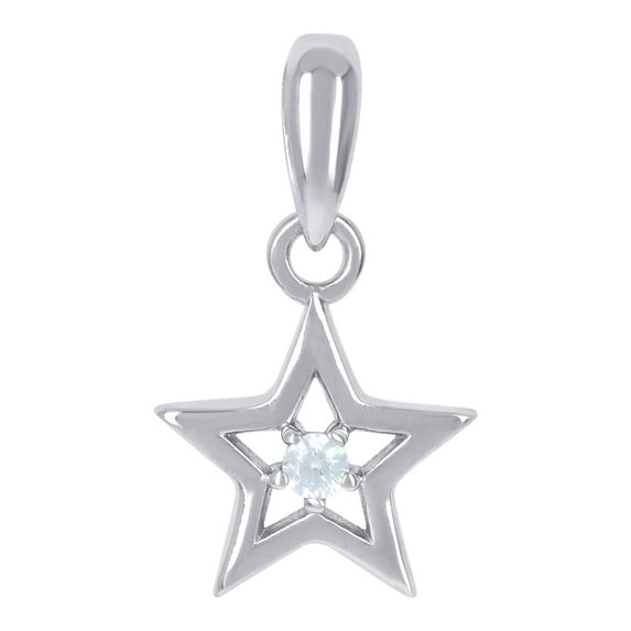 925 Sterling Silver Unisex Cubic Zirconia Star Celestial Charm Pendant Necklace 17.4x9.6mm Wide Pendant for Women