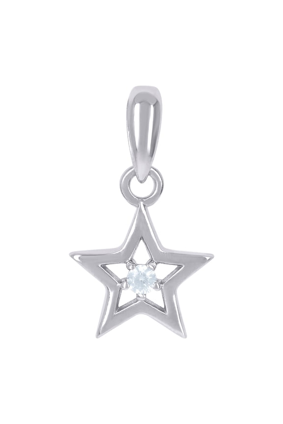 925 Sterling Silver Unisex Cubic Zirconia Star Celestial Charm Pendant Necklace 17.4x9.6mm Wide Pendant for Women