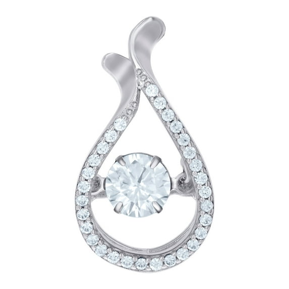 925 Sterling Silver Unisex Cubic Zirconia Teardrop Charm Pendant Necklace 20x10.1mm Wide Pendant for Women