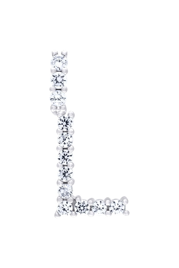 925 Sterling Silver Unisex Cz Initial Alphabet L Charm Pendant for Men Women