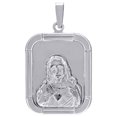 thumbnail image 1 of 925 Sterling Silver Unisex CZ Sacred Love Heart Of Jesus Religious Charm Pendant Necklace 35.5x21.1mm W Pendant for Wome, 1 of 2