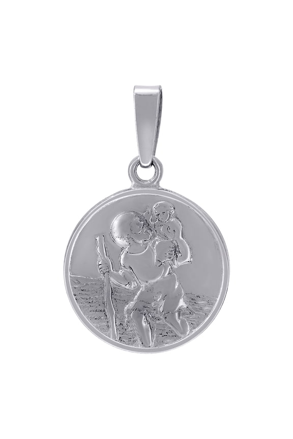 925 Sterling Silver Unisex CZ Saint Christopher Religious Charm Pendant Necklace 25.9x16.4mm Wide Pendant for Women