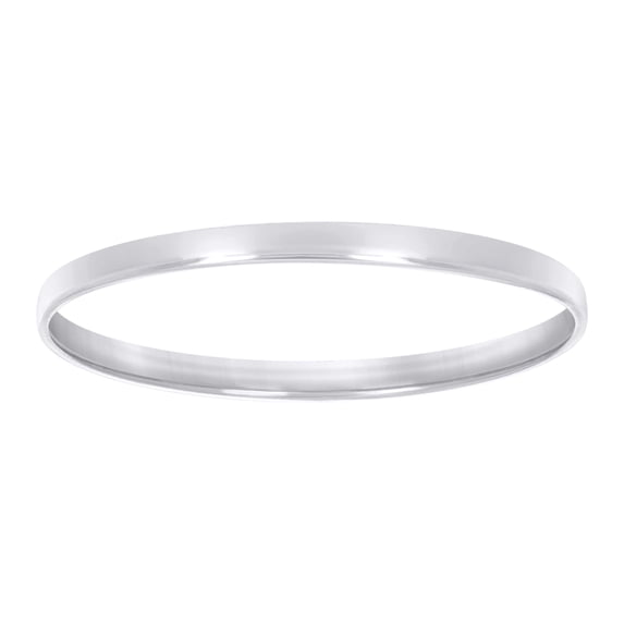 925 Sterling Silver Unisex Comfort Fit Rhodium Plated Flat Classic Wedding Band | 2mm | Size 7