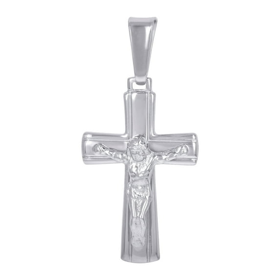 925 Sterling Silver Unisex Crucifix Cross Religious Charm Pendant Necklace 38.7x18.5mm Wide Pendant for Women