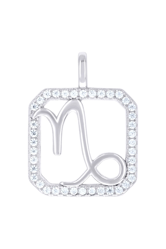925 Sterling Silver Unisex Cubic-zirconia Capricorn Zodiac Sign Charm Pendant for Men Women