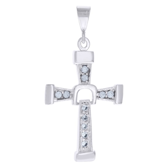 925 Sterling Silver Unisex Cubic-zirconia Cross Religious Charm Pendant Pendant Necklace for Men Women