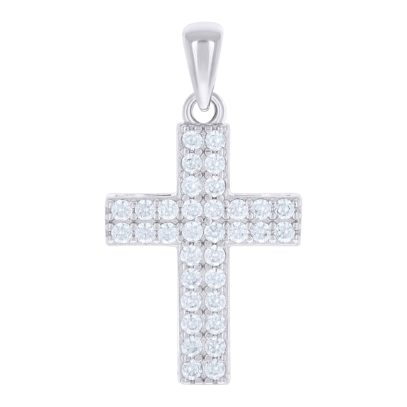 925 Sterling Silver Unisex Cubic-Zirconia Cross Religious Charm Pendant ...