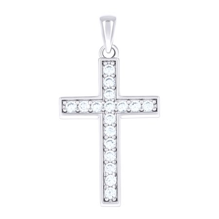 925 Sterling Silver Unisex Cubic-zirconia Cross Religious Charm Pendant Pendant Necklace for Men Women