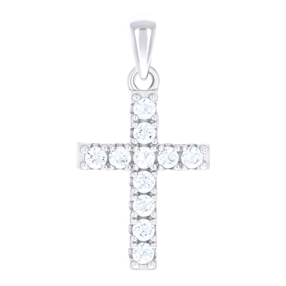 925 Sterling Silver Unisex Cubic-zirconia Cross Religious Charm Pendant Pendant Necklace for Men Women