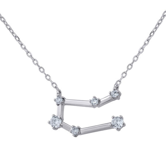 925 Sterling Silver Unisex Cubic-Zirconia Gemini Zodiac Sign Rolo Link Necklace