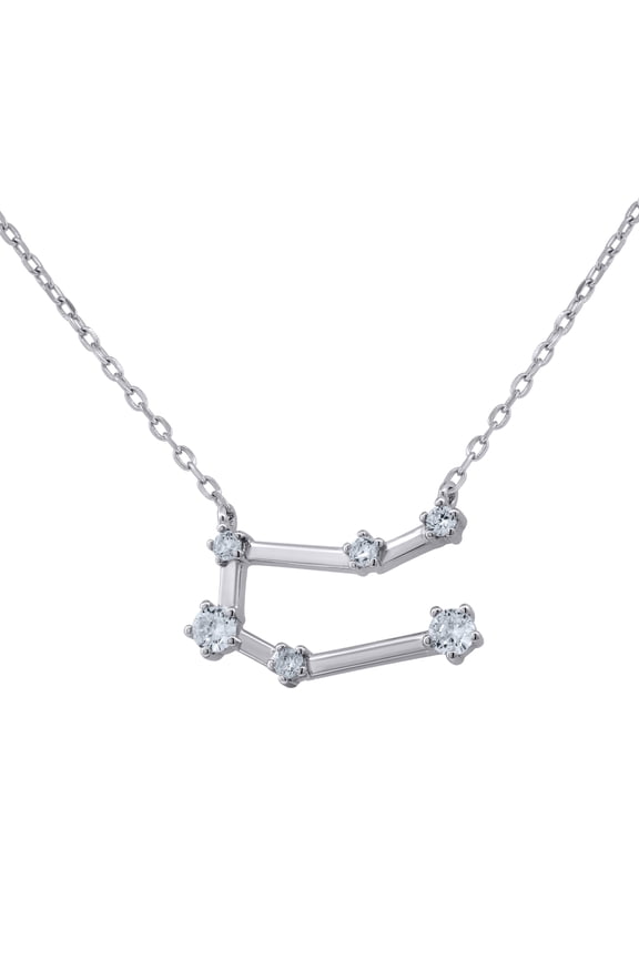 925 Sterling Silver Unisex Cubic-Zirconia Gemini Zodiac Sign Rolo Link Necklace