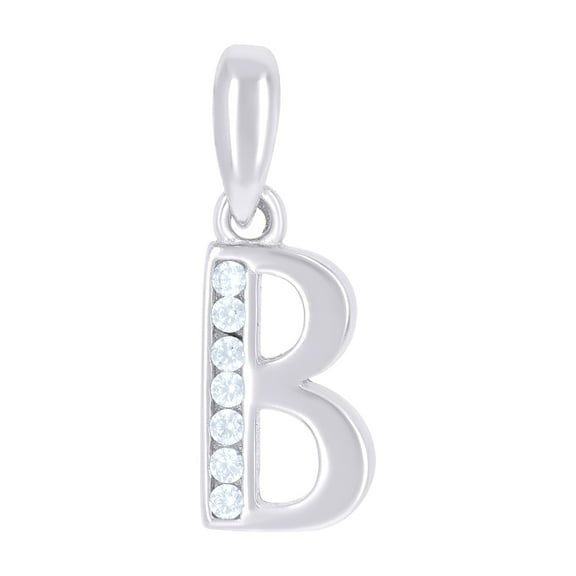 925 Sterling Silver Unisex Cubic-zirconia Initial Alphabet B Charm Pendant for Men Women
