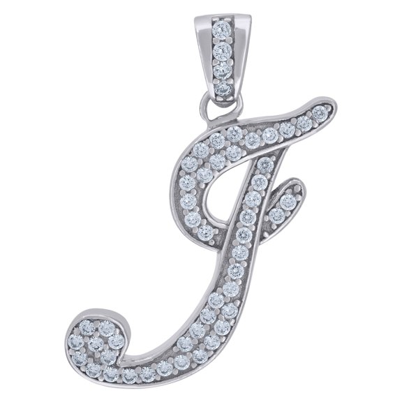 925 Sterling Silver Unisex Cubic-zirconia Initial Alphabet I Charm Pendant for Men Women