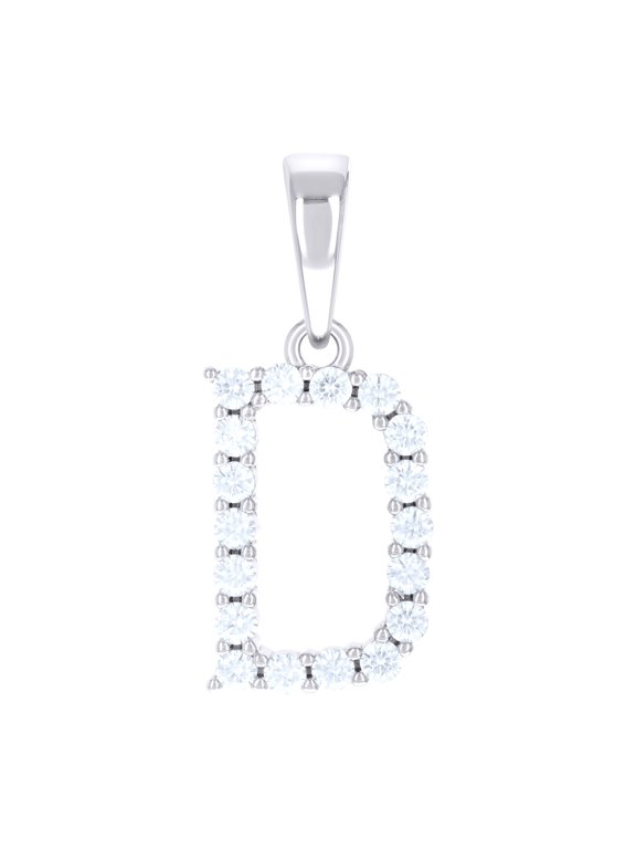 925 Sterling Silver Unisex Cubic-zirconia Initial D Alphabet Charm Pendant for Men Women