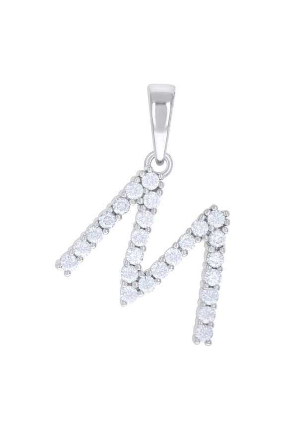925 Sterling Silver Unisex Cubic-Zirconia Initial M Alphabet Charm Pendant