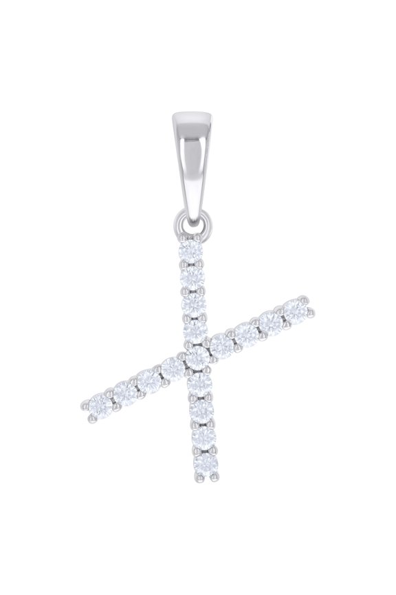 925 Sterling Silver Unisex Cubic-Zirconia Initial X Alphabet Charm Pendant