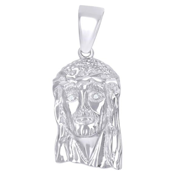 925 Sterling Silver Unisex Cubic-zirconia Jesus Religious Charm Pendant for Men Women