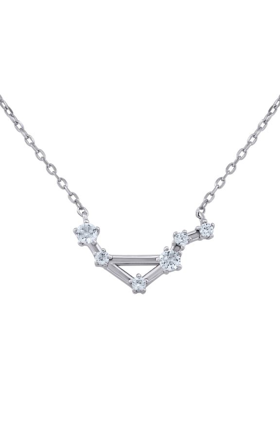 925 Sterling Silver Unisex Cubic-Zirconia Libra Zodiac Sign Rolo Link Necklace