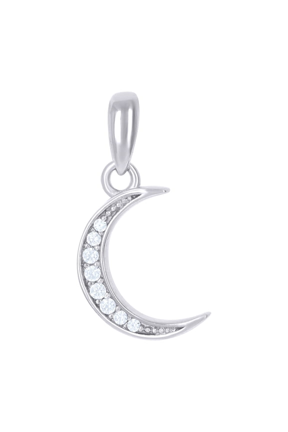 925 Sterling Silver Unisex Cubic-zirconia Moon Celestial Charm Pendant for Men Women