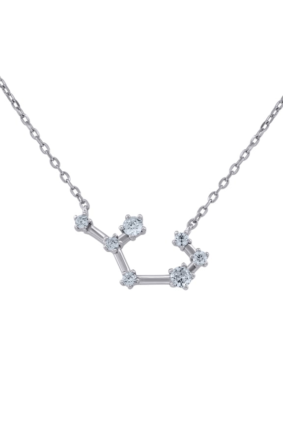 925 Sterling Silver Unisex Cubic-Zirconia Sagittarius Zodiac Sign Rolo Link Necklace