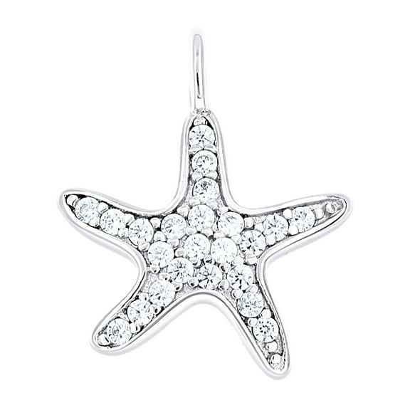 925 Sterling Silver Unisex Cubic Zirconia Star Fish Charm Pendant for Men Women