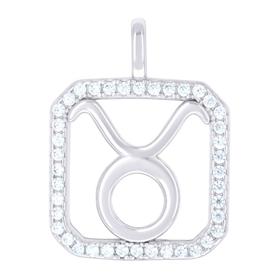 925 Sterling Silver Unisex Cubic-zirconia Taurus Zodiac Sign Charm Pendant for Men Women