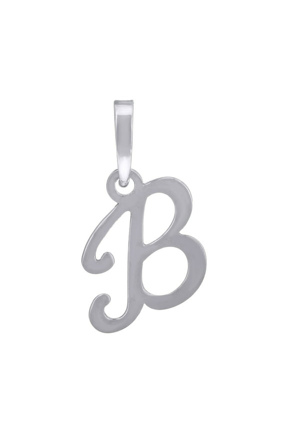 925 Sterling Silver Unisex Cursive Initial Alphabet B Charm Pendant for Men Women