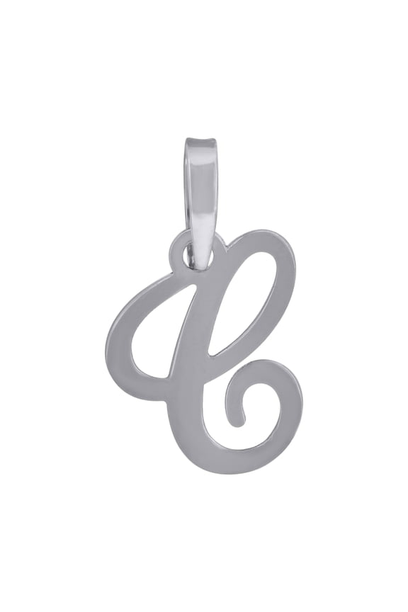 925 Sterling Silver Unisex Cursive Initial Alphabet C Charm Pendant