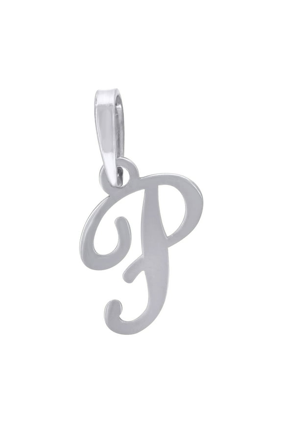 925 Sterling Silver Unisex Cursive Initial Alphabet P Charm Pendant for Men Women