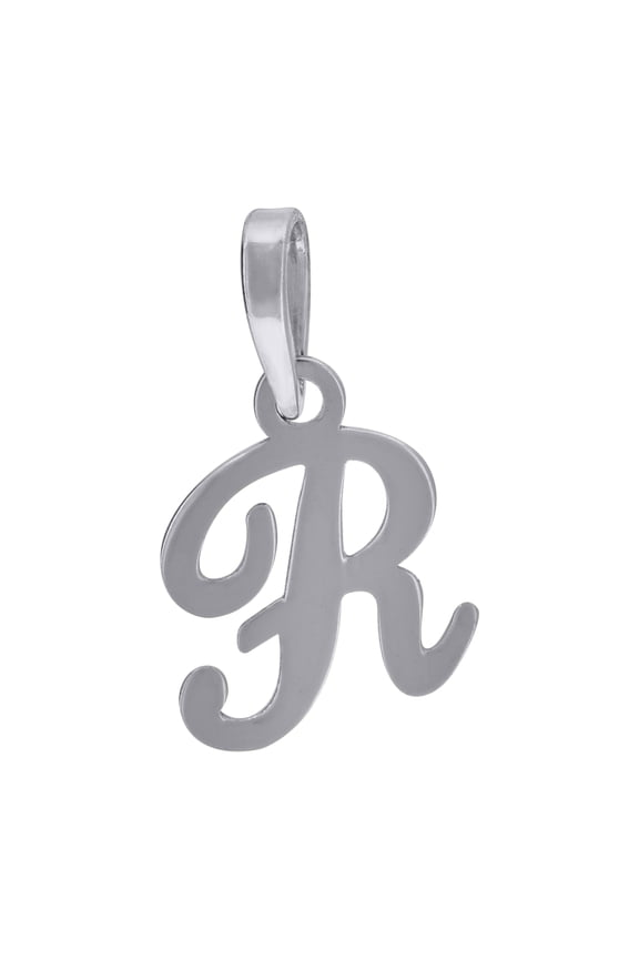 925 Sterling Silver Unisex Cursive Initial Alphabet R Charm Pendant
