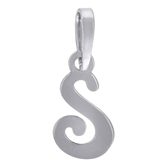 925 Sterling Silver Unisex Cursive Initial Alphabet S Charm Pendant for Men Women