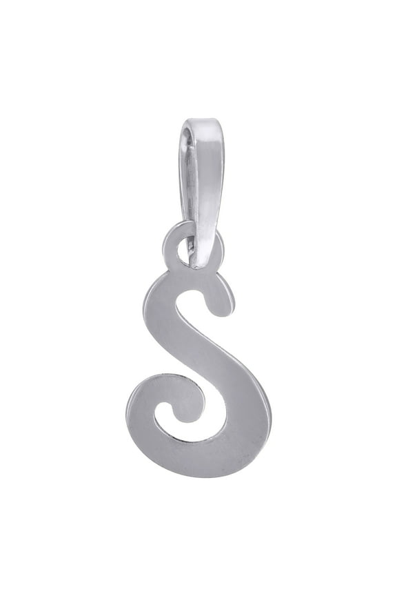 925 Sterling Silver Unisex Cursive Initial Alphabet S Charm Pendant for Men Women