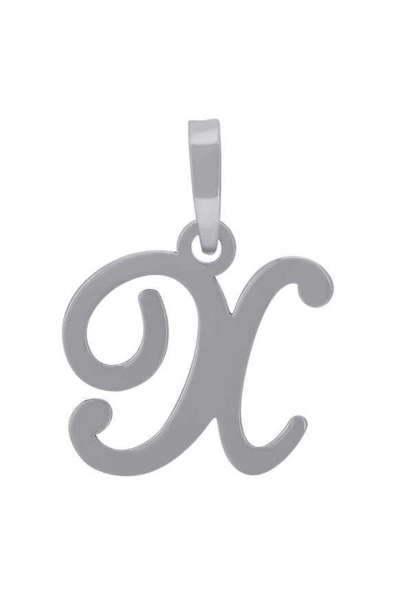 925 Sterling Silver Unisex Cursive Initial Alphabet X Charm Pendant