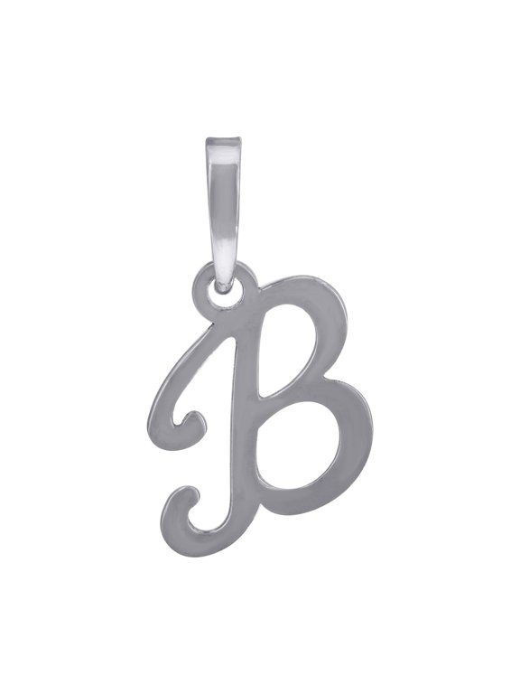 925 Sterling Silver Unisex Cursive Letter Name Personalized Monogram Initial Alphabet B Charm Pendant Necklace 20x10.7mm