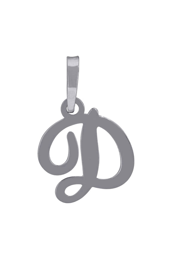 925 Sterling Silver Unisex Cursive Letter Name Personalized Monogram Initial Alphabet D Charm Pendant Necklace 19x12.5mm