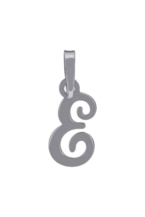 925 Sterling Silver Unisex Cursive Letter Name Personalized Monogram Initial Alphabet E Charm Pendant Necklace 16.7x7.1m
