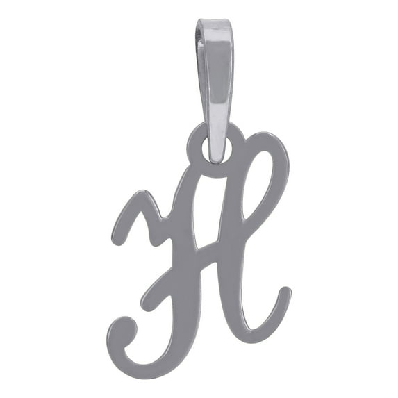 925 Sterling Silver Unisex Cursive Letter Name Personalized Monogram Initial Alphabet H Charm Pendant Necklace 18.7x9.8m