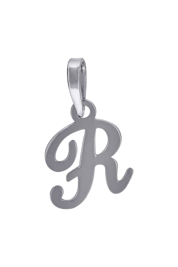925 Sterling Silver Unisex Cursive Letter Name Personalized Monogram Initial Alphabet R Charm Pendant Necklace 18x10.9mm