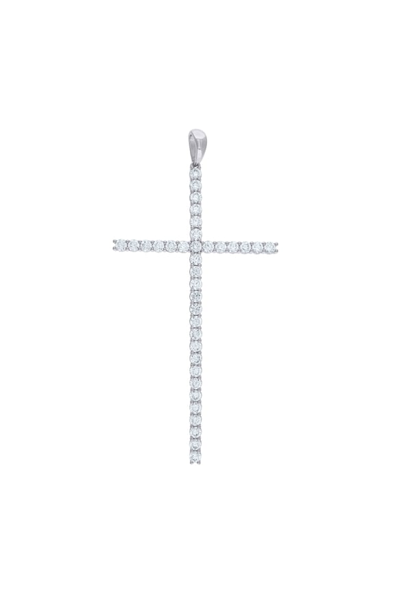 925 Sterling Silver Unisex Cz Cross Religious Charm Pendant