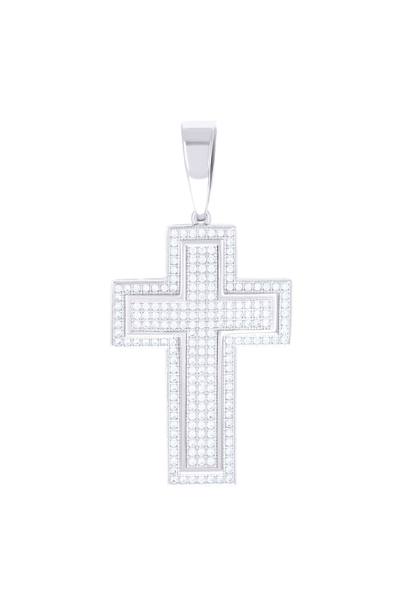 925 Sterling Silver Unisex Cz Cross Religious Charm Pendant Pendant Necklace for Men Women