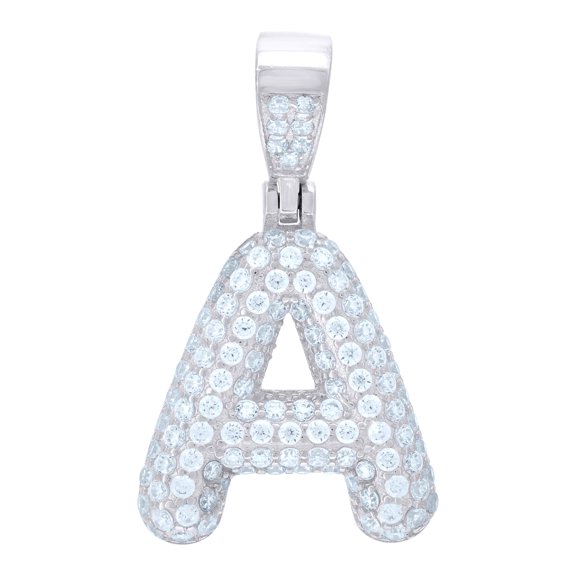 925 Sterling Silver Unisex Cz Initial Alphabet A Charm Pendant for Men Women