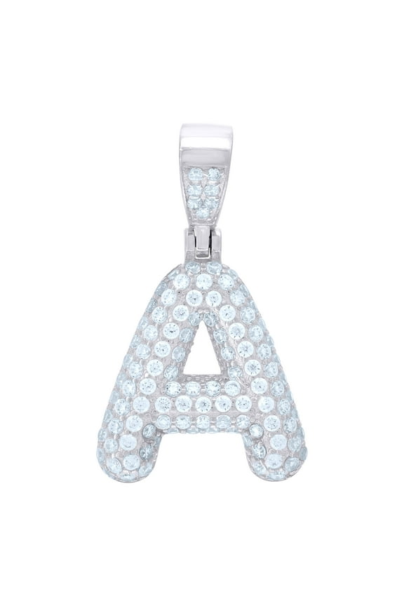 925 Sterling Silver Unisex Cz Initial Alphabet A Charm Pendant for Men Women