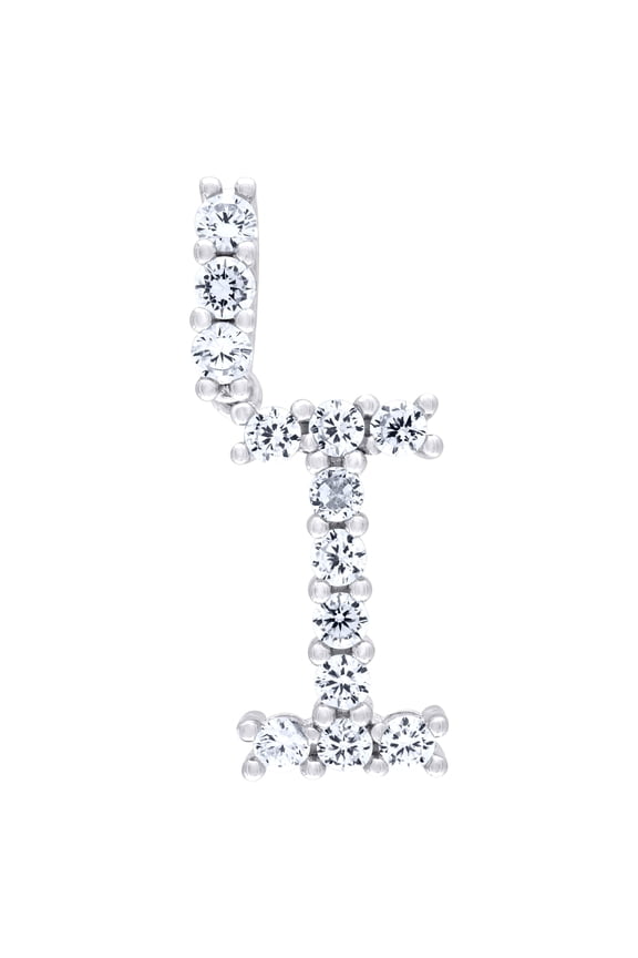 925 Sterling Silver Unisex Cz Initial Alphabet I Charm Pendant for Men Women