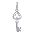 thumbnail image 1 of 925 Sterling Silver Unisex Good Luck Clover Key Charm Pendant Necklace 26.7x7.7mm Wide Pendant for Women, 1 of 2