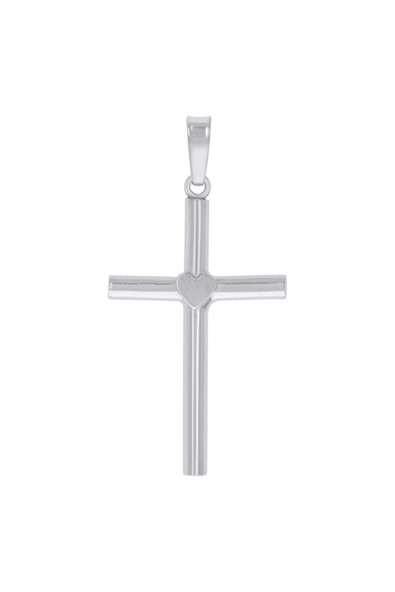 925 Sterling Silver Unisex Heart Cross Religious Charm Pendant