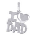 thumbnail image 1 of 925 Sterling Silver Unisex I Love Dad Heart Talking Charm Pendant Necklace 23.5x17mm Wide Pendant for Women, 1 of 2