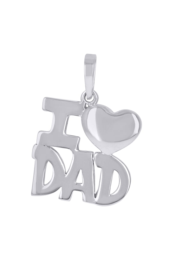 925 Sterling Silver Unisex I Love Dad Heart Talking Charm Pendant