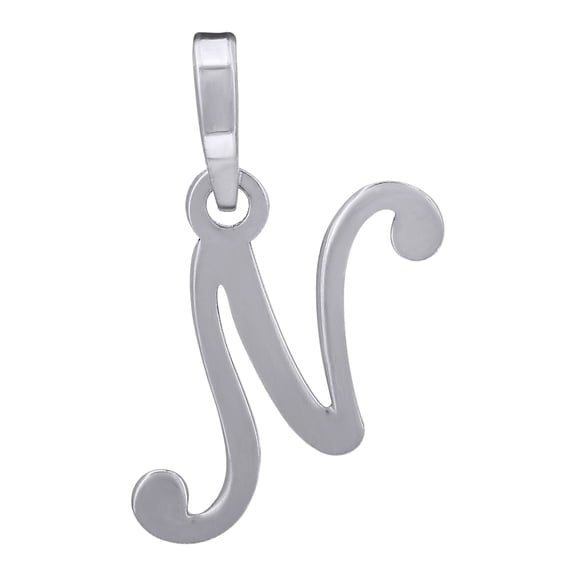 925 Sterling Silver Unisex Initial Alphabet N Charm Pendant for Men Women